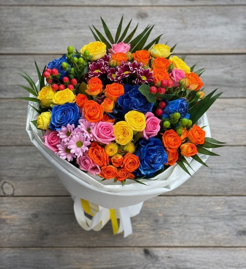 Букет цветов из: Розы и Хризантемы в Топках