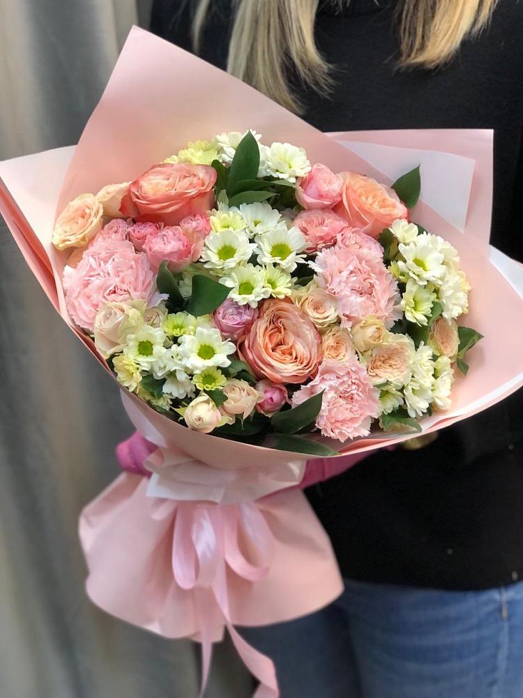 Букет цветов из: Гвоздики, Розы и Хризантемы в Топках