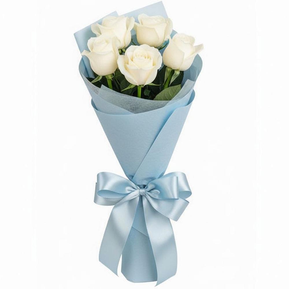 Букет 5 Белых роз Проуд в Топках