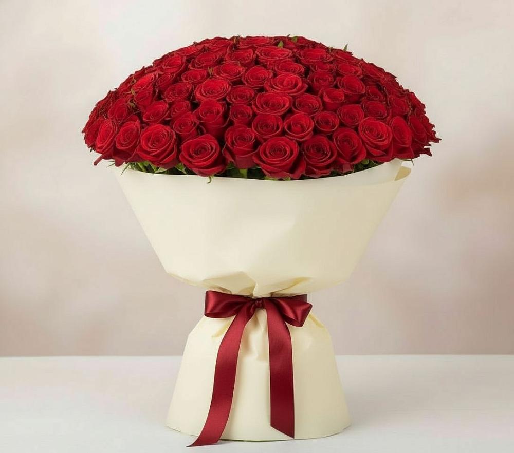 Букет 101 Красная роза Милано в Топках