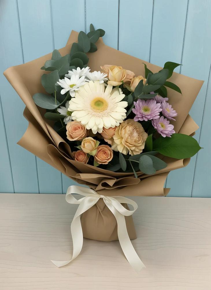 Букет цветов из: Герберы и Хризантемы в Топках