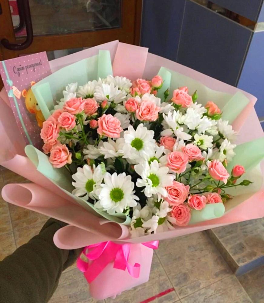 Букет цветов из: Розы и Хризантемы в Топках