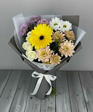 Букет цветов из:  Розы, Герберы и Хризантемы в Топках