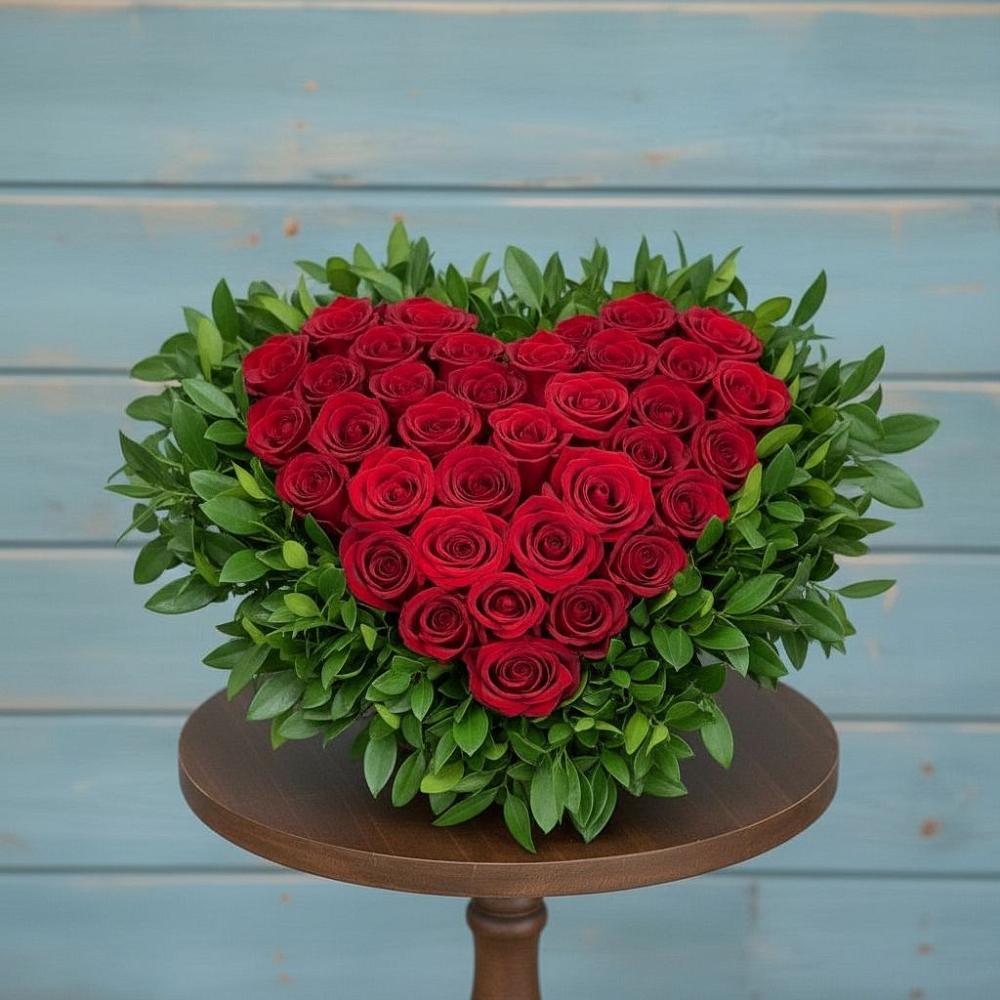 Цветочная композиция из Розы в виде сердца в Топках