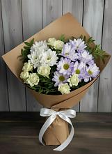 Букет цветов из:  Хризантемы и Розы в Топках