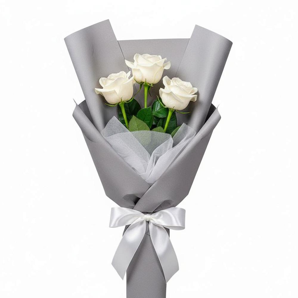 Букет 3 белые розы в Топках