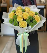 Букет цветов из:  Хризантемы и Розы в Топках