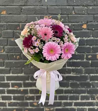 Букет цветов из:  Герберы и Хризантемы в Топках