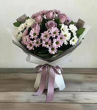 Букет цветов из:  Хризантемы и Розы #REPLACE_PRED# Топках