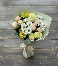 Букет цветов из:  Альстромерии, Розы и Хризантемы в Топках