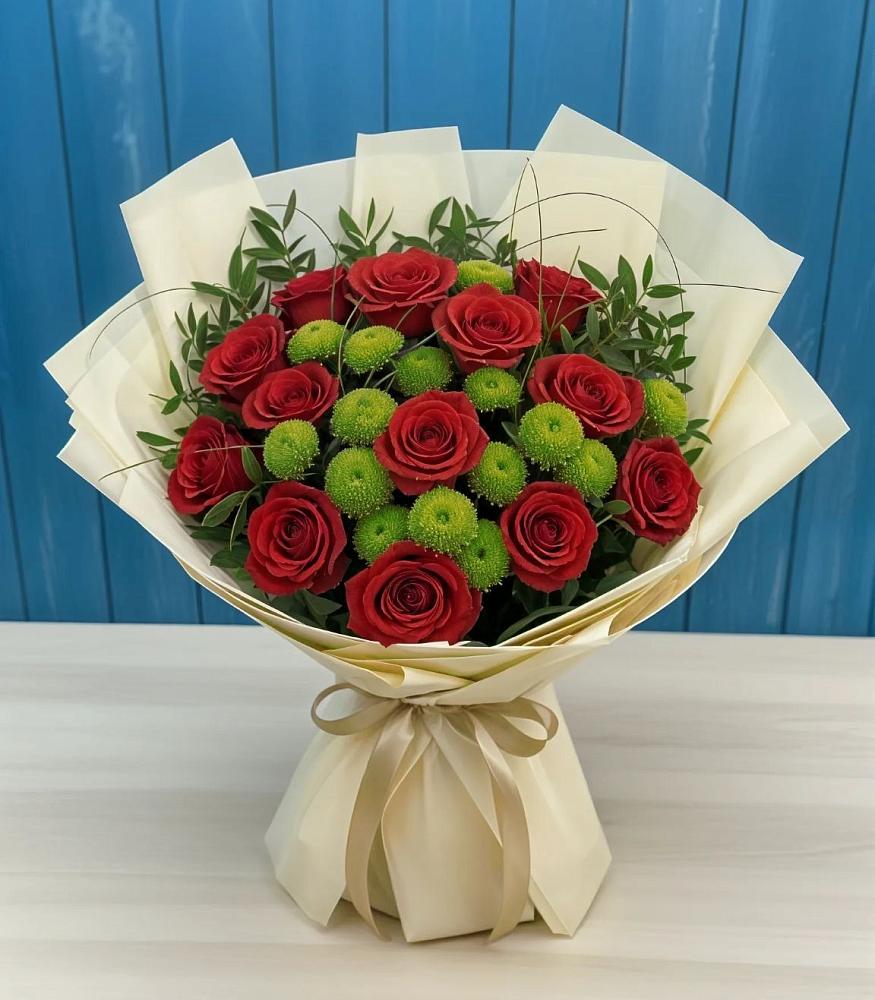 Букет цветов из: Розы и Хризантемы в Топках