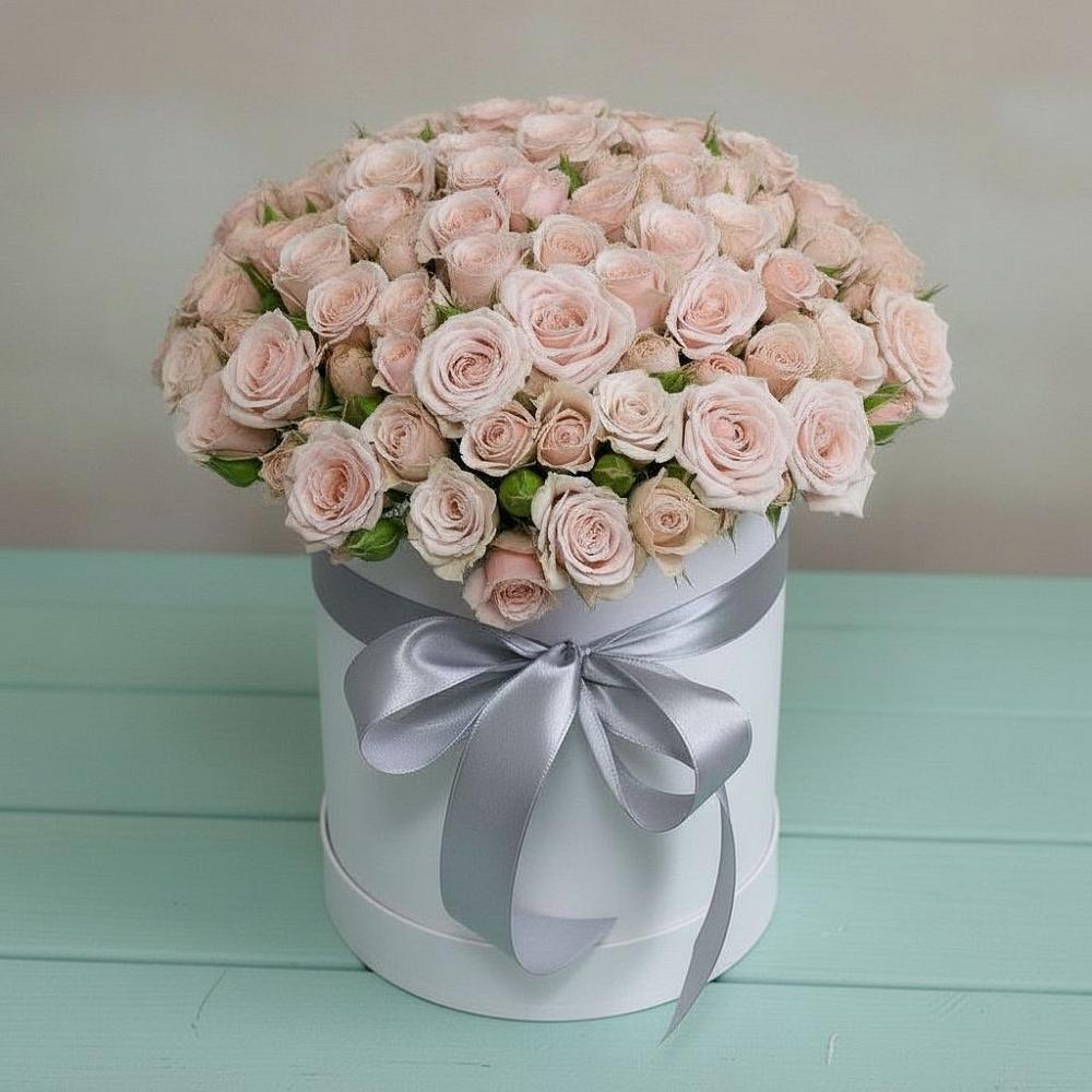 Цветочная композиция из Розы в шляпной коробке в Топках